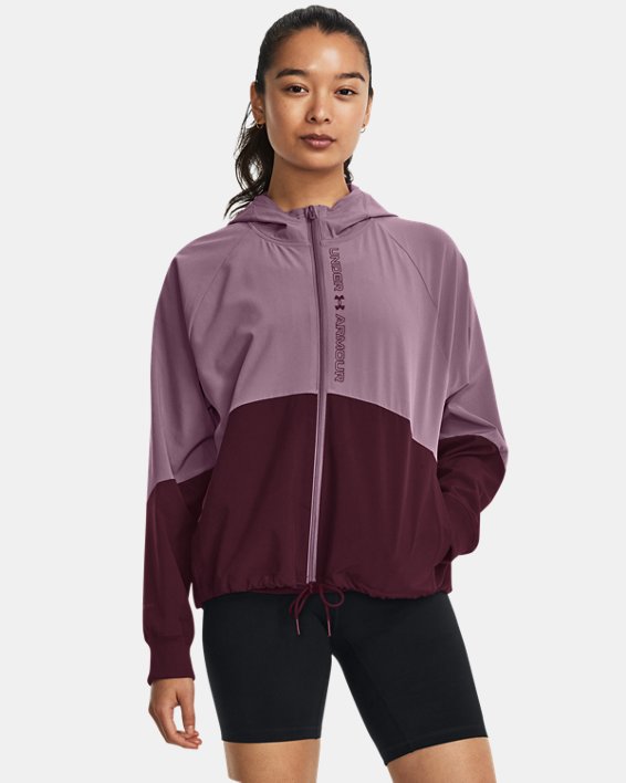 Women's UA Woven Full-Zip Jacket, Purple, pdpMainDesktop image number 0